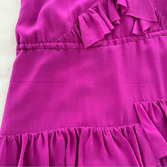 Banana Republic Petite Fuchsia Silk Ruffle Mini Dress, Size XS Petite - Picture 7 of 11